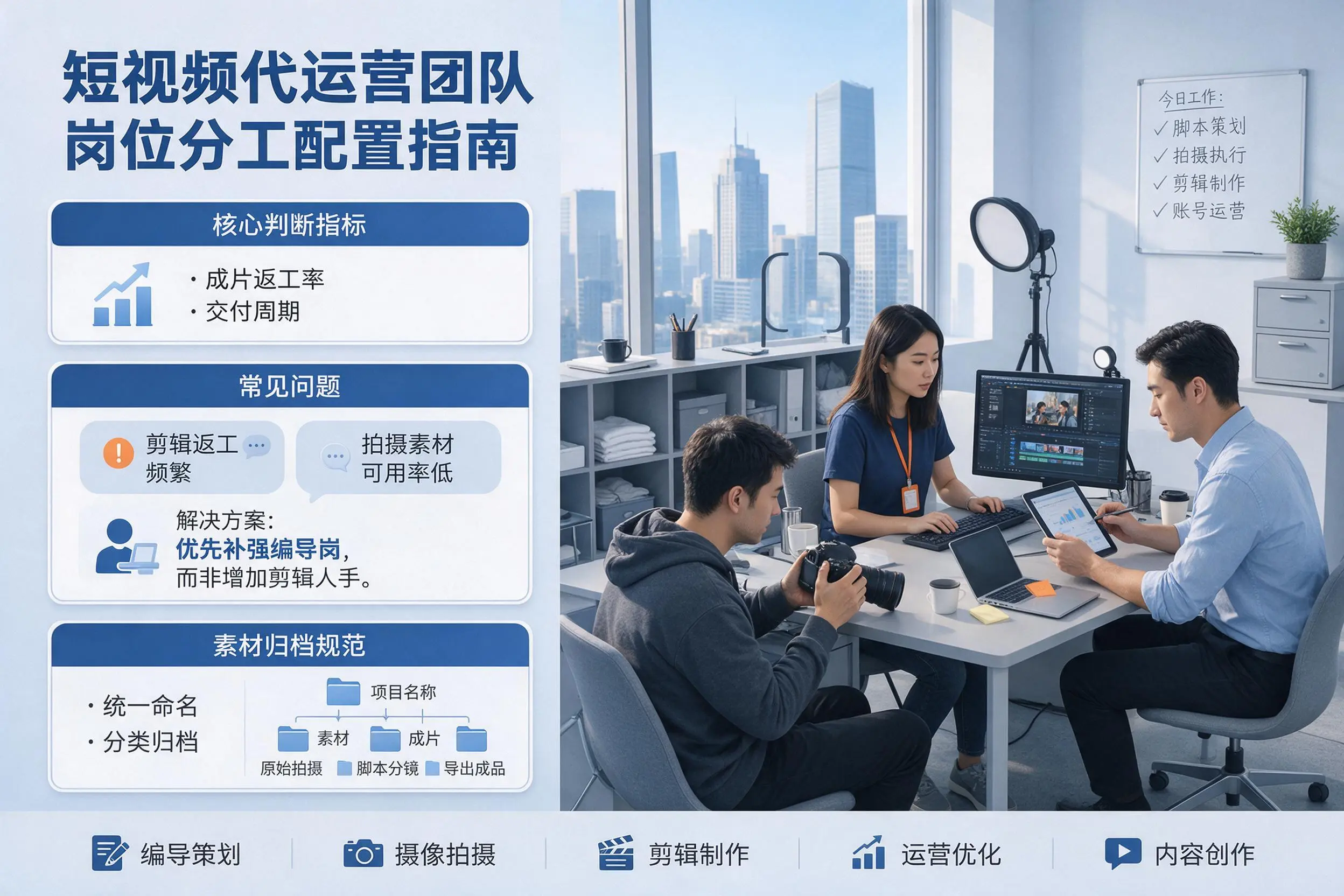 短视频代运营团队如何配置?乌兰察布企业岗位分工科普说明