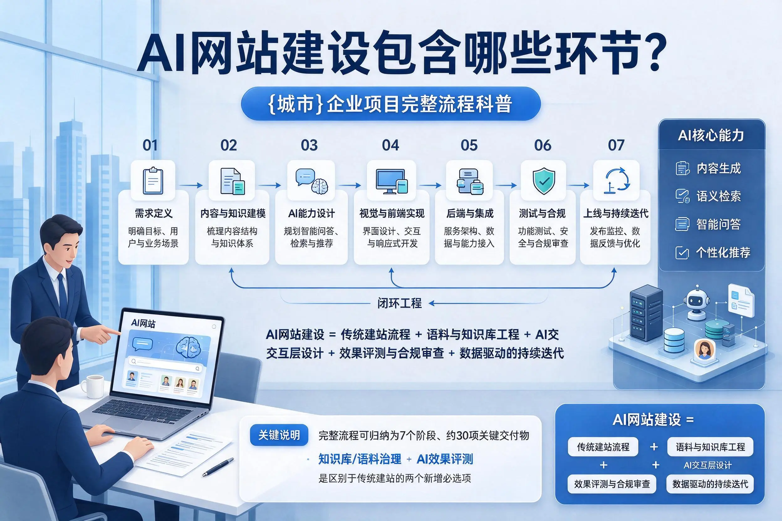 AI网站建设包含哪些环节?乌兰察布企业项目完整流程科普